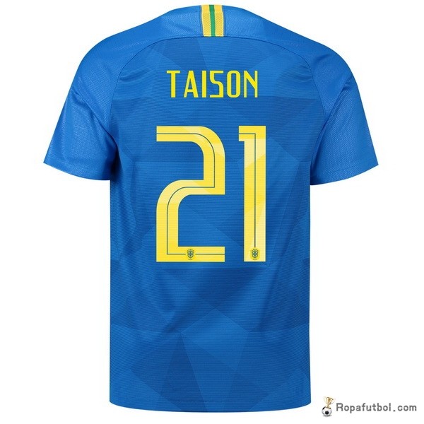 Camiseta Brasil Replica Segunda Ropa Taison 2018 Azul